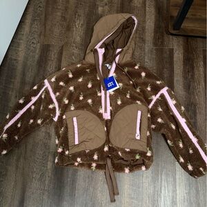 Brown and Pink Fleece Sherpa